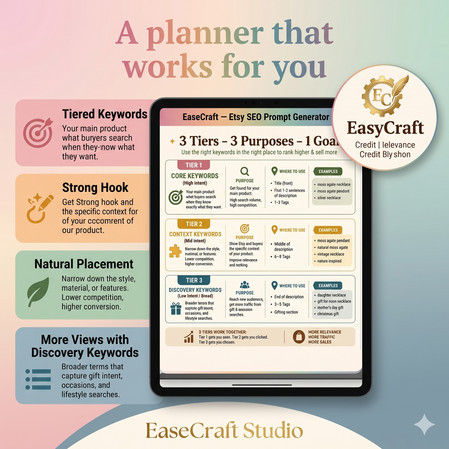 Etsy Listing Prompt Generator Excel Template, SEO Optimized