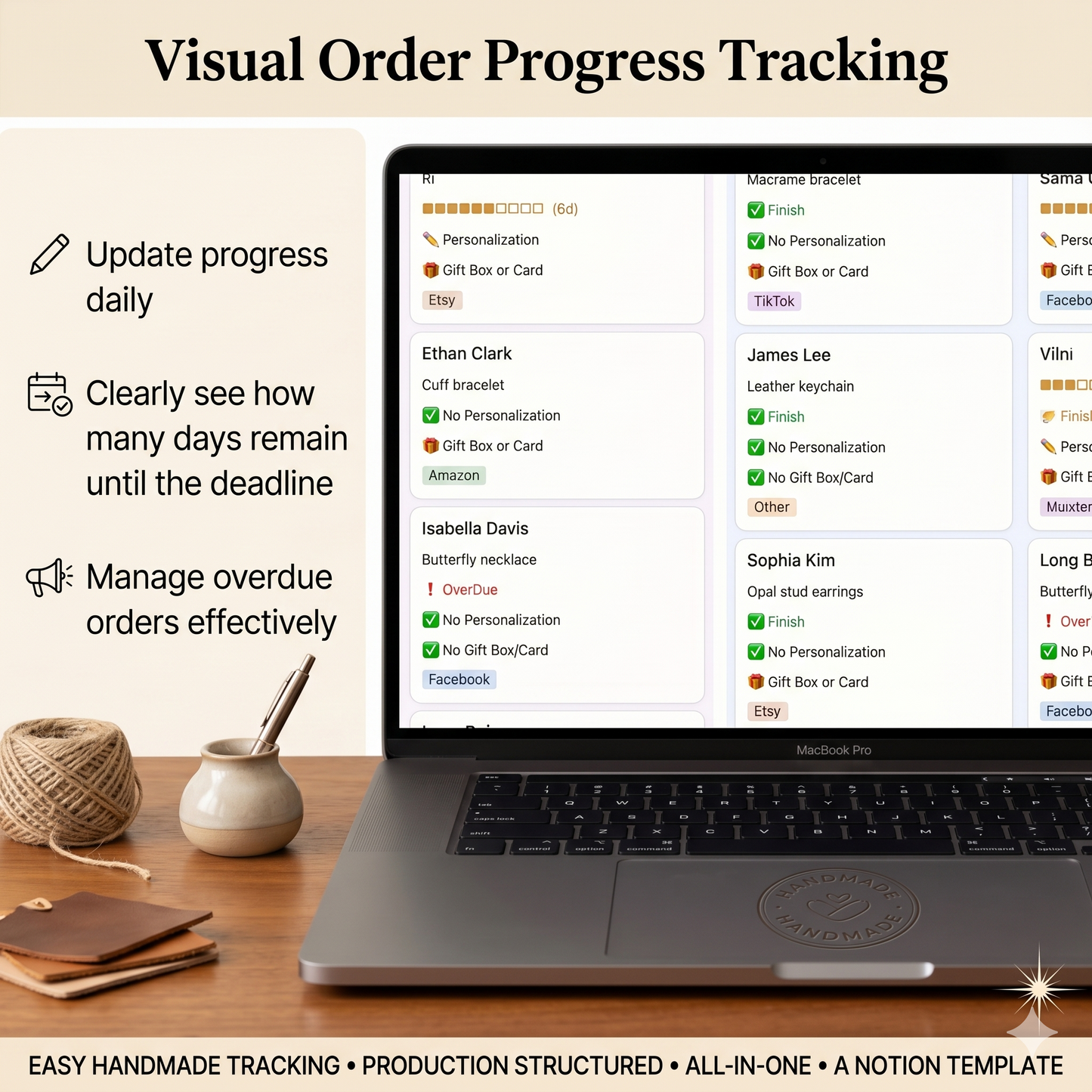 Notion Template for Managing Custom Orders for Etsy Sellers