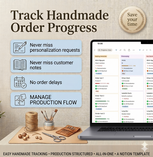 Notion Template for Managing Custom Orders for Etsy Sellers
