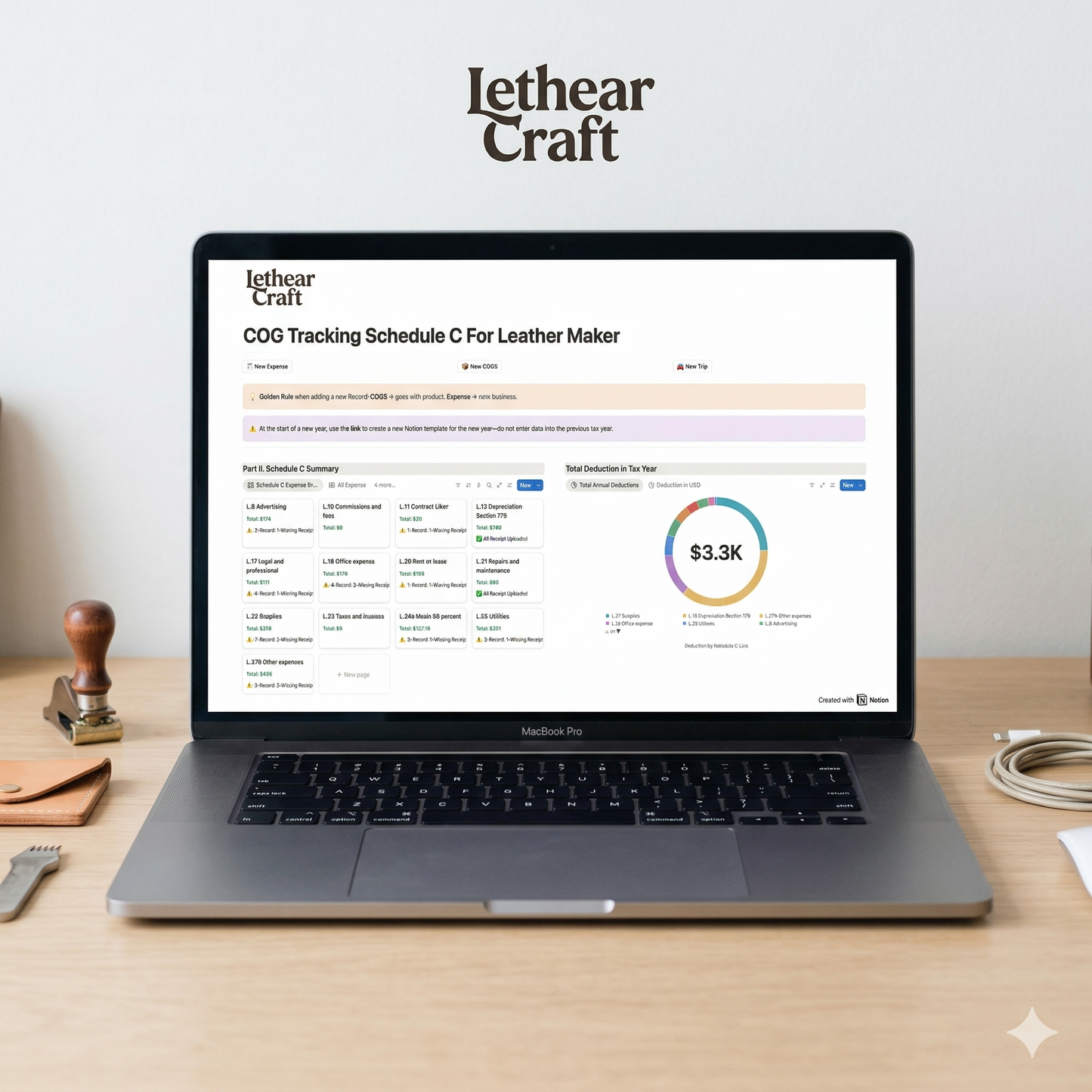 Notion Template Expense Tracker For Leather Makers