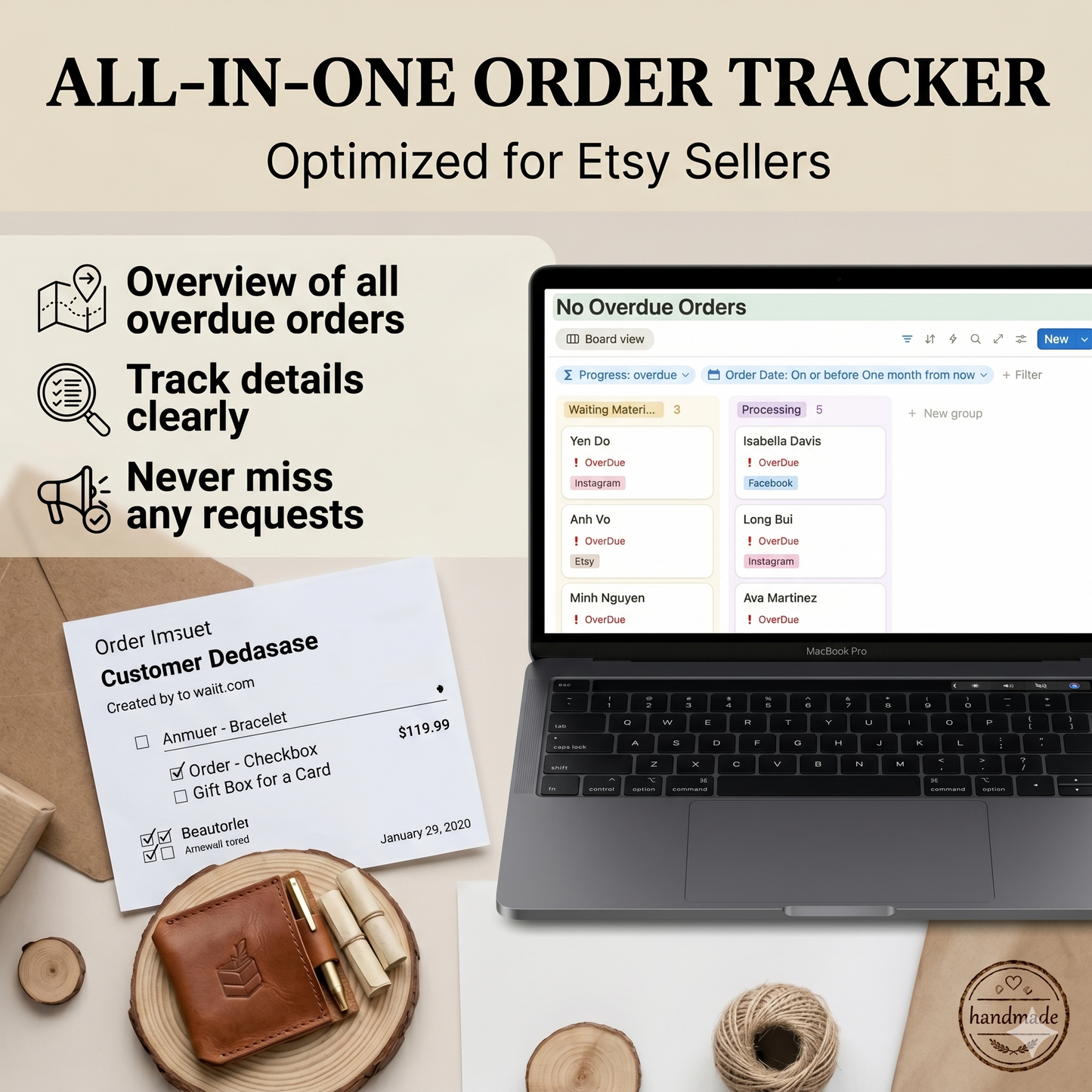Notion Template for Managing Custom Orders for Etsy Sellers