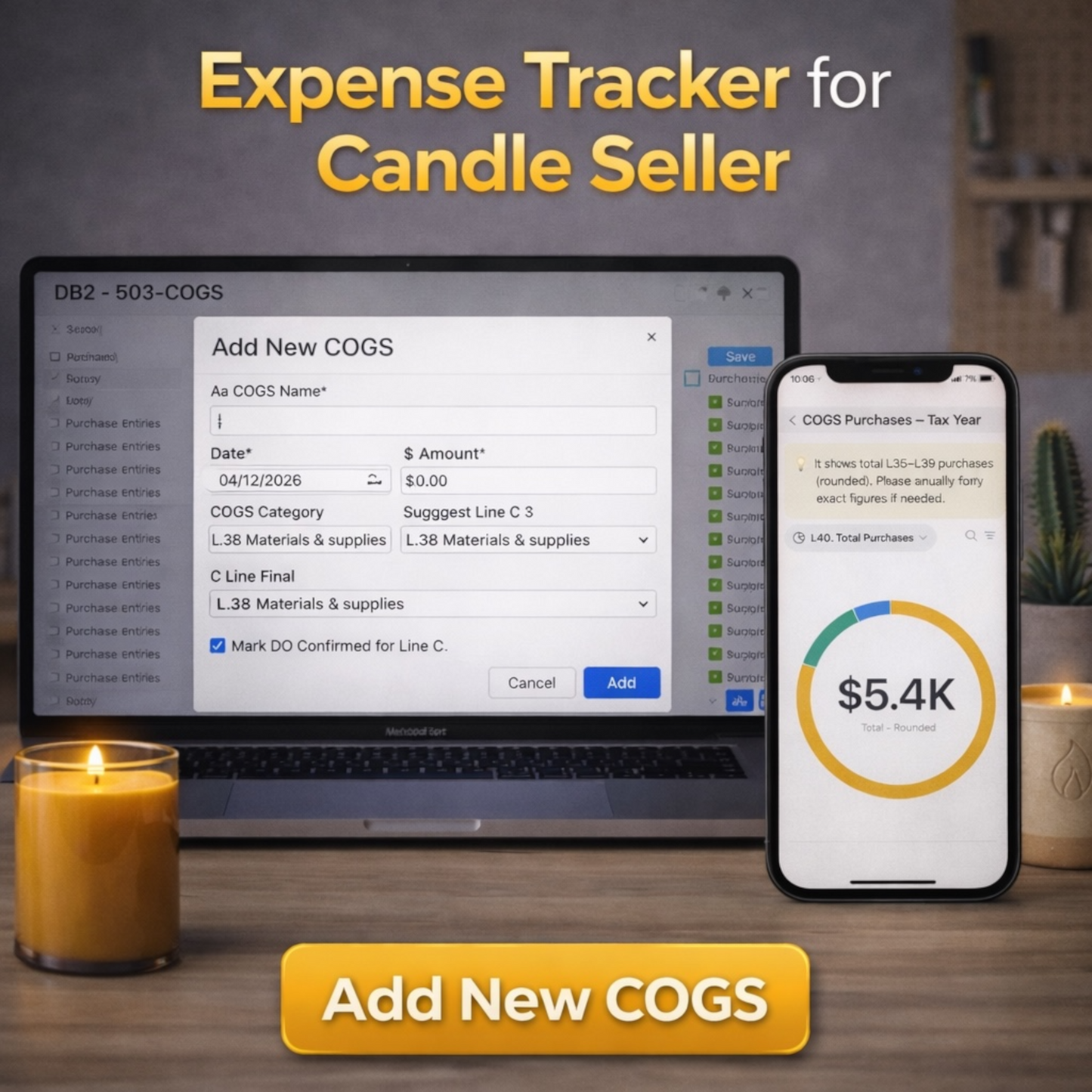 Notion Template Expense Tracker for Candle Seller