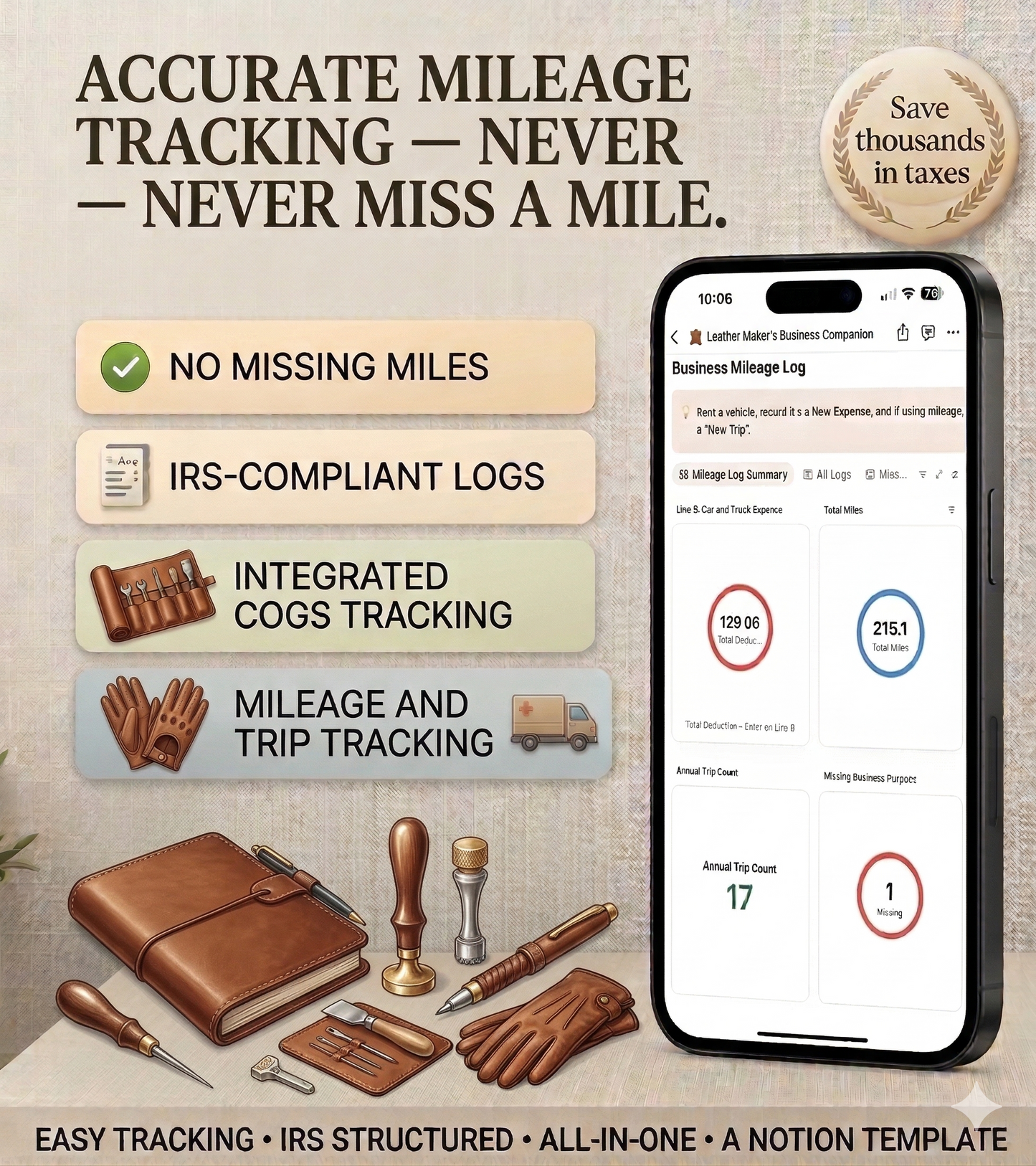 Notion Template Expense Tracker For Leather Makers